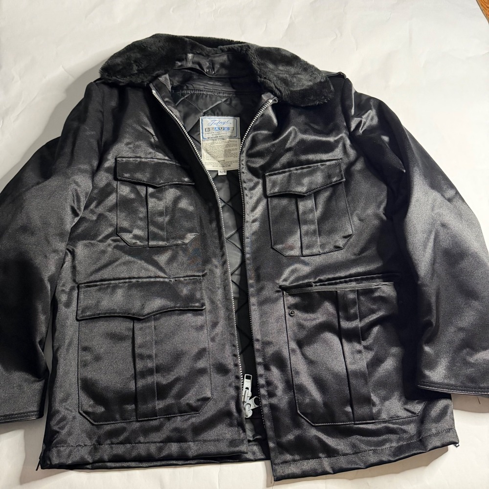 Bauer Tufnyl VTG Resistant Mens Police Law Quilted Black Jacket 42R Sherpa